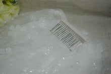 Load image into Gallery viewer, Beautiful white wedding veil sparkling embroidered flowers