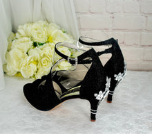 Load image into Gallery viewer, Beautiful Shimmer Finish Bridal Sandals Silver Cherry Blossom