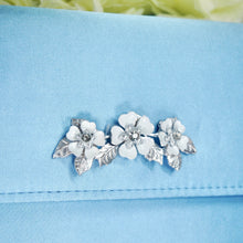 Load image into Gallery viewer, Bridal Satin Clutch Bag with 'Cherry Blossom' Embellishment
