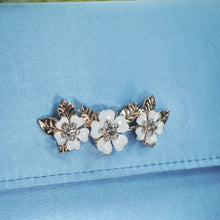 Load image into Gallery viewer, Bridal Satin Clutch Bag with 'Cherry Blossom' Embellishment