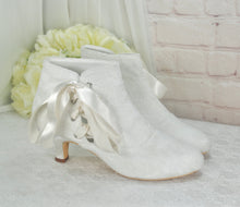Load image into Gallery viewer, Lace Bridal Boots with Chunky Low Heel