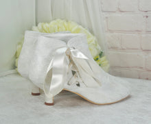 Load image into Gallery viewer, Lace Bridal Boots with Chunky Low Heel