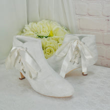 Load image into Gallery viewer, Lace Bridal Boots with Chunky Low Heel