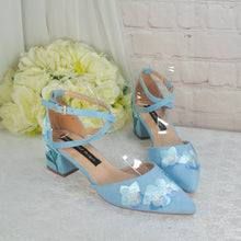 Load image into Gallery viewer, Blue Suede Low Heel • UK6/EU39/US8.5