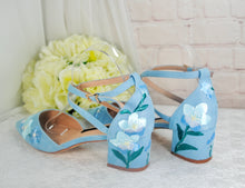 Load image into Gallery viewer, Blue Suede Low Heel • UK6/EU39/US8.5