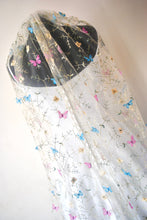 Load image into Gallery viewer, Embroidered Floral Bridal Veil, Unique Leaf Veil with 3D Silk Butterflies
