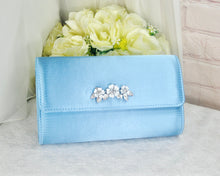 Load image into Gallery viewer, Bridal Satin Clutch Bag with 'Cherry Blossom' Embellishment