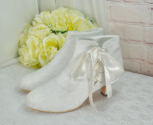 Load image into Gallery viewer, Lace Bridal Boots with Chunky Low Heel