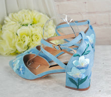 Load image into Gallery viewer, Blue Suede Low Heel • UK6/EU39/US8.5