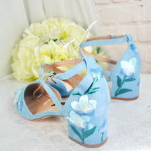 Load image into Gallery viewer, Blue Suede Low Heel • UK6/EU39/US8.5