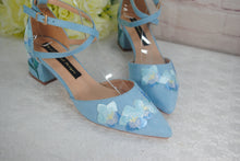 Load image into Gallery viewer, Blue Suede Low Heel • UK6/EU39/US8.5