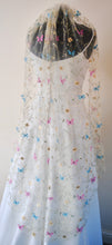 Load image into Gallery viewer, Embroidered Floral Bridal Veil, Unique Leaf Veil with 3D Silk Butterflies