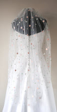 Load image into Gallery viewer, Daisy Flower Floral Veil, Beautiful Wedding Veil with Small Delicate Embroidered Flowers