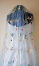 Load image into Gallery viewer, Blue Meadow Flower Wedding Veil