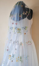 Load image into Gallery viewer, Blue Meadow Flower Wedding Veil