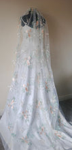 Load image into Gallery viewer, Champagne Wedding Veil Floral Embroidered Wild Rose Bridal Accessory Unique Veil with Comb