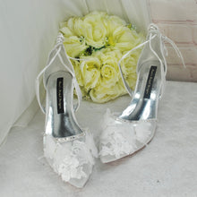 Load image into Gallery viewer, Embroidered White Butterfly Sandals Size UK8