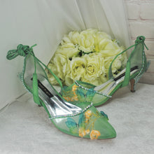 Load image into Gallery viewer, Sage Green Sandals with 'Butterfly' Size UK8
