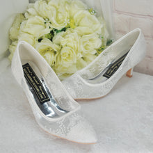 Load image into Gallery viewer, Kitten Heel Lace Bridal Shoes UK5/US7.5