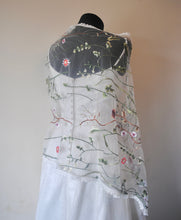 Load image into Gallery viewer, Embroidered Floral Shawl Scarf Wrap Head Covering Mantilla Veil Wedding Veil Alternative,