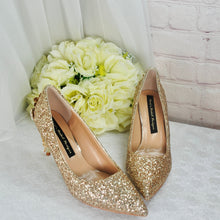 Load image into Gallery viewer, Gold Glitter 7cm Cherry Blossom  UK4/US6.5