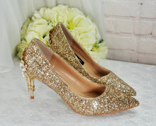 Load image into Gallery viewer, Gold Glitter 7cm Cherry Blossom  UK4/US6.5