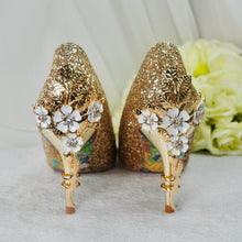 Load image into Gallery viewer, Gold Glitter 7cm Cherry Blossom  UK4/US6.5