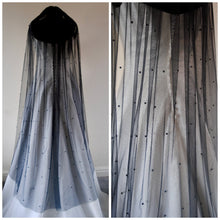 Load image into Gallery viewer, Black Wedding Pearl Veil,Soft Bridal Tulle Veil with Comb,Floor Length Veil,Chapel Bridal Fingertip Veil,Cathedral Veil, 75-300cm