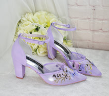 Load image into Gallery viewer, Lilac Purple Block Heel Bridal Sandals