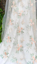 Load image into Gallery viewer, Champagne Wedding Veil Floral Embroidered Wild Rose