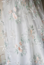 Load image into Gallery viewer, Champagne Wedding Veil Floral Embroidered Wild Rose Bridal Accessory Unique Veil with Comb