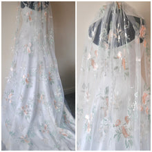 Load image into Gallery viewer, Champagne Wedding Veil Floral Embroidered Wild Rose