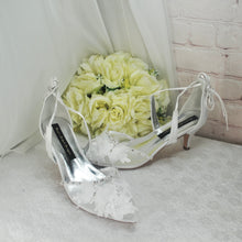 Load image into Gallery viewer, Embroidered White Butterfly Sandals Size UK8