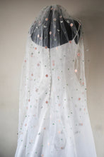 Load image into Gallery viewer, Daisy Embroidered Veil- Pink, Blue, White, Black, Champagne