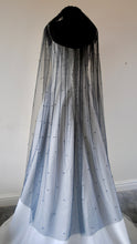 Load image into Gallery viewer, Black Wedding Pearl Veil,Soft Bridal Tulle Veil with Comb,Floor Length Veil,Chapel Bridal Fingertip Veil,Cathedral Veil, 75-300cm