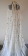 Load image into Gallery viewer, Beautiful Embroidered Wedding Veil - Blue, Cream, Black, Navy Gold Celestial Moon and Star Embroidery, Up to Cathedral Length Cape