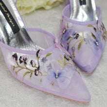 Load image into Gallery viewer, Lilac Purple Block Heel Bridal Sandals