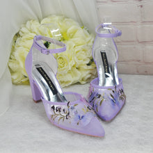 Load image into Gallery viewer, Lilac Purple Block Heel Bridal Sandals