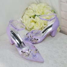 Load image into Gallery viewer, Lilac Purple Block Heel Bridal Sandals