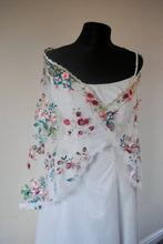 Load image into Gallery viewer, Embroidered Floral Shawl Scarf Wrap Head Covering Mantilla Veil Wedding Veil Alternative