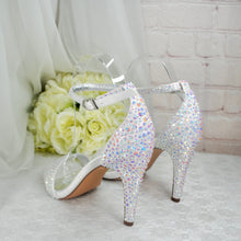 Load image into Gallery viewer, Wedding Day Elegance Sparkling Bridal Heels Classic White Bride Shoes Matching Clutch Bag