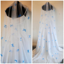 Load image into Gallery viewer, LAST ONE - Blue Butterfly Veil - 200cm Long Handmade Soft Tulle Bridal Veil with Comb