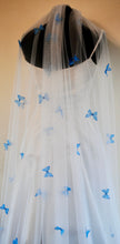 Load image into Gallery viewer, LAST ONE - Blue Butterfly Veil - 200cm Long Handmade Soft Tulle Bridal Veil with Comb