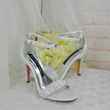 Load image into Gallery viewer, Wedding Day Elegance Sparkling Bridal Heels Classic White Bride Shoes Matching Clutch Bag