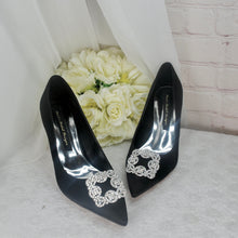 Load image into Gallery viewer, Satin Court Shoes with Designer Square Crystal Shoe Decoration - Other Colours