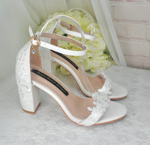 Load image into Gallery viewer, Block Heel Sandals with Lace Details UK6/US8.5