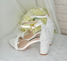 Load image into Gallery viewer, Block Heel Sandals with Lace Details UK6/US8.5