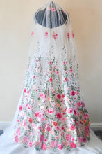 Load image into Gallery viewer, Bright Rose Embroidered Bridal Veil,