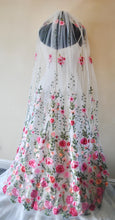Load image into Gallery viewer, Bright Rose Embroidered Bridal Veil,