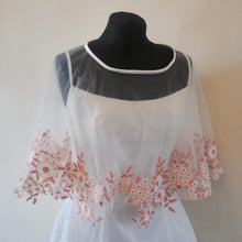 Load image into Gallery viewer, Pink Flower Embroidered Dress Cover Cape